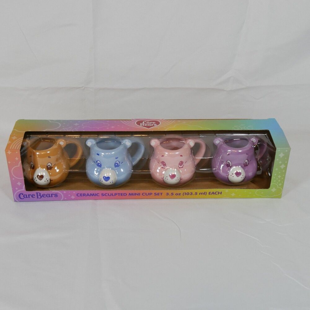 Care Bears Ceramic Sculpted Mini Cup Mug Set 3.5 oz New In Box